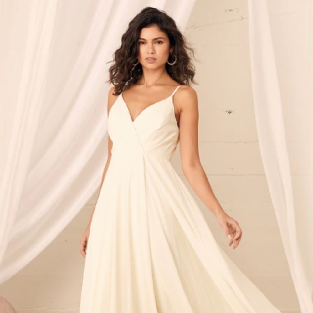Minimalist A-Line Cream Wedding Dress